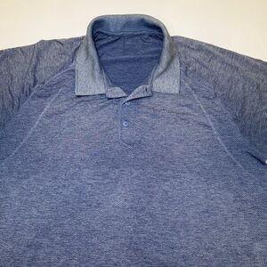 Lululemon Men’s Performance golf Polo Shirt XL Blue Heather Short Sleeve